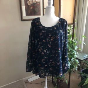 3x stitch fix top floral on navy
